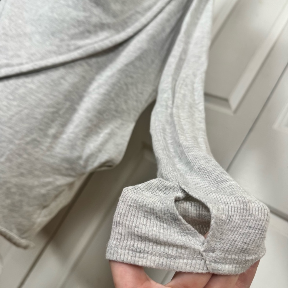 Athleta Soft Gray Draped Long Sleeve Sweatshirt - Picture 2 of 8